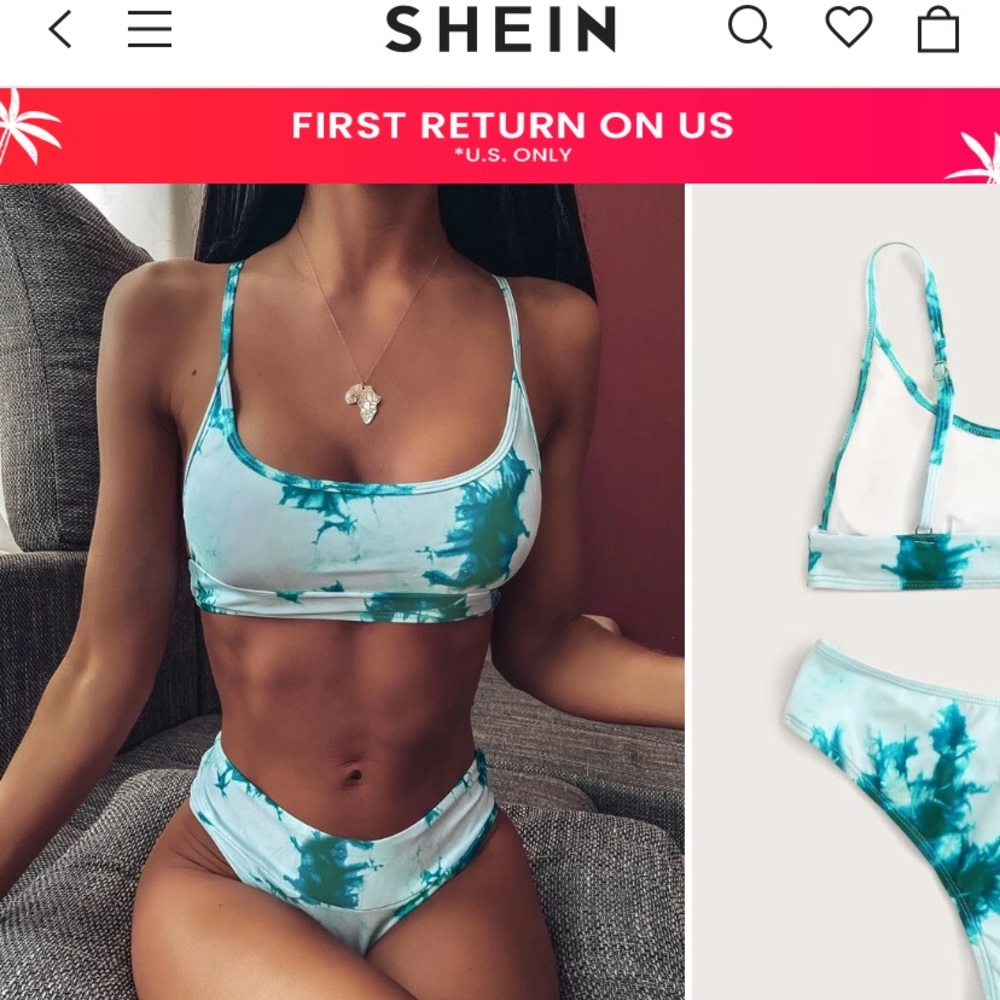 Teal Marble Pattern Bikini, Brand new without tags, SHEIN, fits like LG,size XL